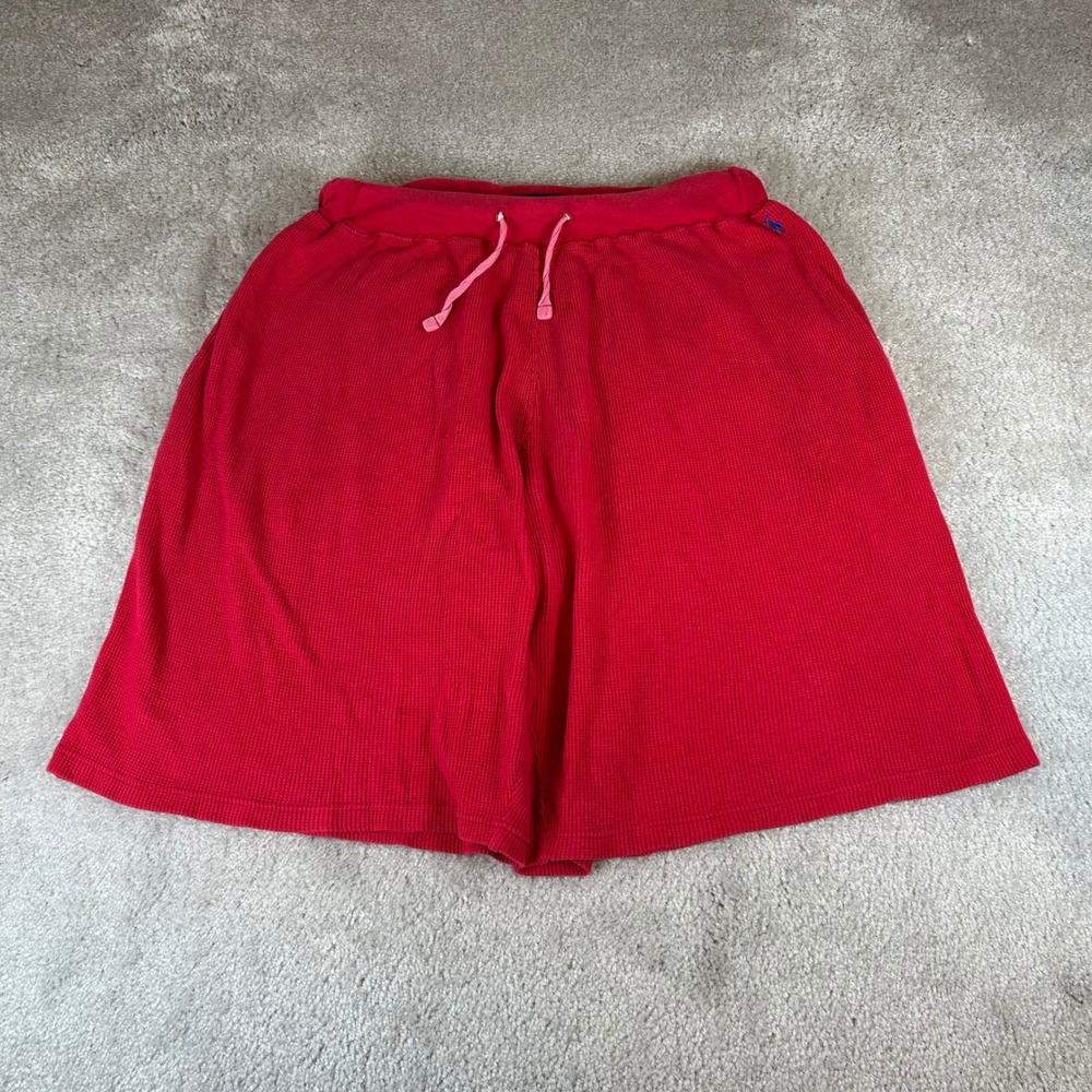 Polo Ralph Lauren Waffle Knit Shorts Men's Medium Red Thermal Lounge Drawstring